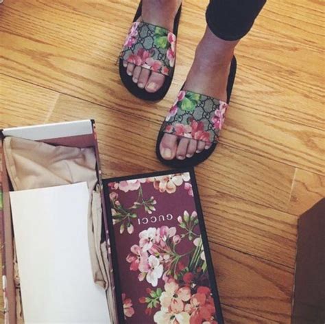 gucci flower shoes|gucci floral slides outfit.